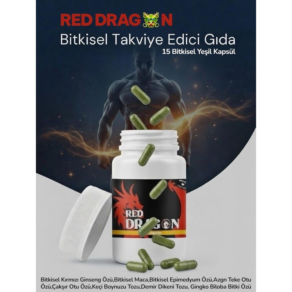 Red Dragon Red Drag@n 15’li Bitkisel Kapsül Kırmızı Ginseng a.teke Otu çakşır Otu keçi Boynuzu Özü maca Tozu Bitkisel Epimedyum Özü Içeren Herbal K... Diğer Fiyatı