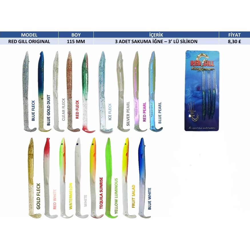 Red Gıll Original 11.5 cm Silikon Yem (3 Adet Silikon 3 Adet Iğne) Suni Balık Yemi / Rapala Fiyatı