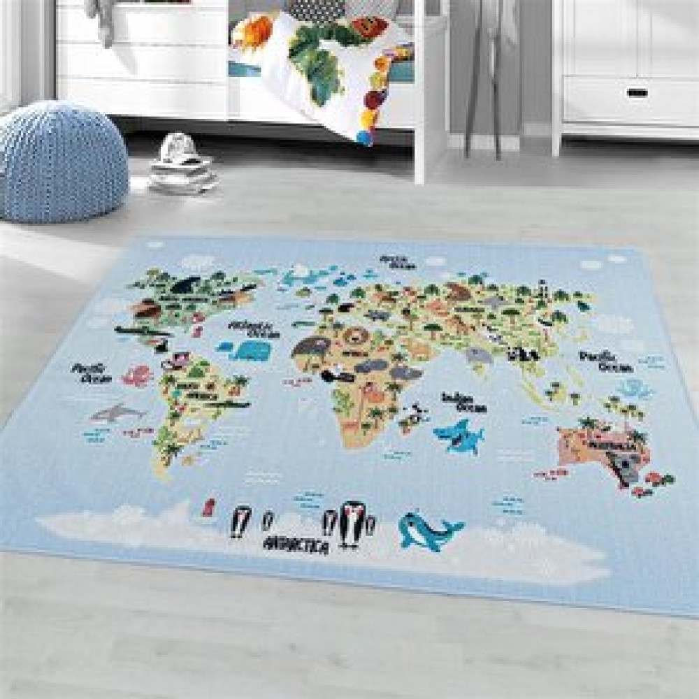 Red Halı Çocuk Halısı Dünya Haritası Tasarımı Erkek-kız Oyun Halısı Kreş 140x200 cm Bebek Odası Halı Fiyatı