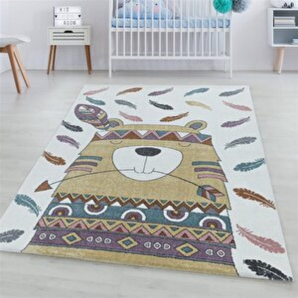 Red Halı Çocuk Halısı Hint Ayısı Desenli Pastel Renkli Çocuk Halısı Sarı-çok Renkli 200x290 cm Bebek Odası Halı Fiyatı