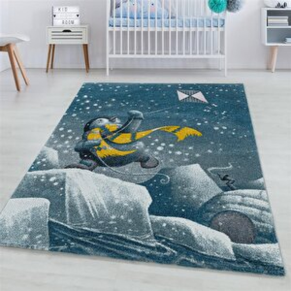 Red Halı Çocuk Halısı Penguen Igloo Tasarım Pastel Renkli Kreş Halısı Mavi 80x150 cm Bebek Odası Halı Fiyatı