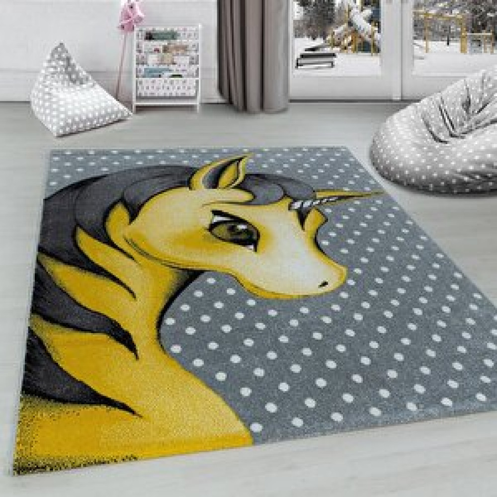 Red Halı Çocuk Halısı Sevimli Peri Atı Desenli Gri Sarı Beyaz Renklerde 80x150 cm Bebek Odası Halı Fiyatı
