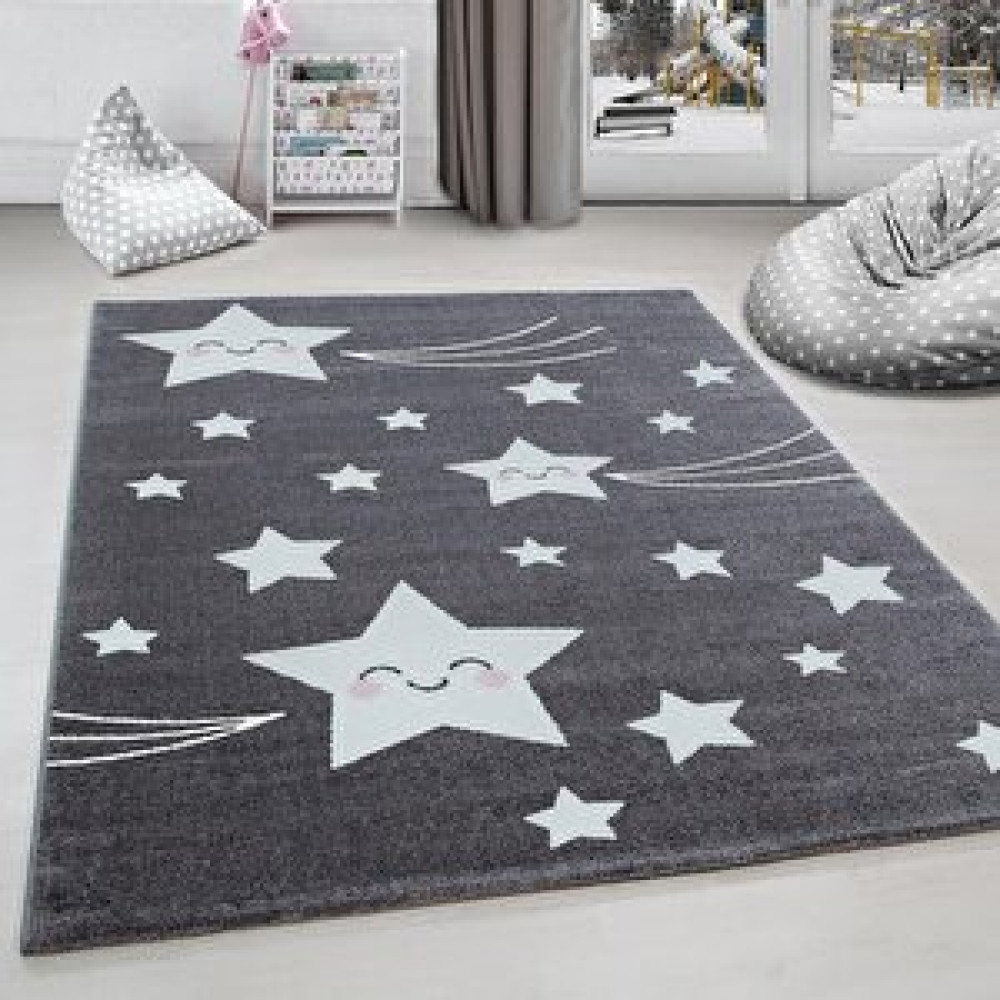 Red Halı Halı Çocuk Odası, Çocuk Bebek Halısı Gri Tatlı Yıldız Desen Bakımı Kolay 80x150 cm Bebek Odası Halı Fiyatı