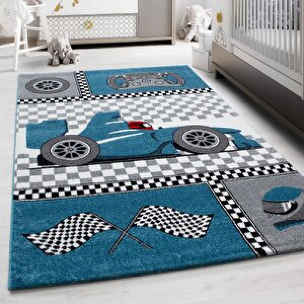 Red Halı Halı Çocuk Odası, Çocuk Bebek Halısı Mavi Yarış Arabası Desenli, Kolay Bakım 80x150 cm Bebek Odası Halı Fiyatı