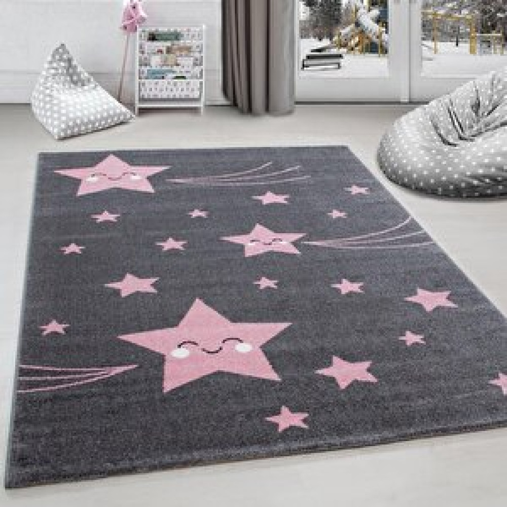 Red Halı Halı Çocuk Odası, Çocuk Bebek Halısı Pembe Tatlı Yıldız Desen Kolay Bakım 80x150 cm Bebek Odası Halı Fiyatı