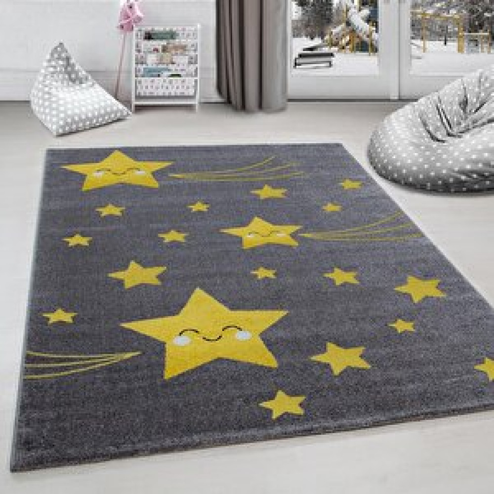 Red Halı Halı Çocuk Odası, Çocuk Bebek Halısı Sarı Sevimli Yıldız Desen Kolay Bakım 80x150 cm Bebek Odası Halı Fiyatı