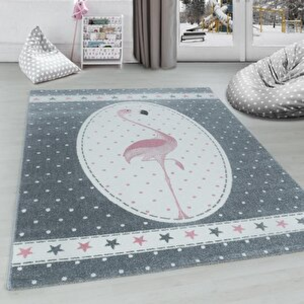 Red Halı Halı Kreş Bebek Halısı Gri Sevimli Flamingo Desen Kolay Bakım 120x170 cm Bebek Odası Halı Fiyatı