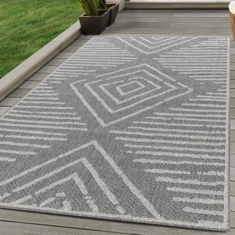 Red Halı Iç ve Dış Mekan Halısı Gri, Boho Tasarım, Teras, Balkon, Bahçe Için Hava Koşullarına Dayanıklı - Renkli - 120 x 170 cm Salon Halısı Fiyatı
