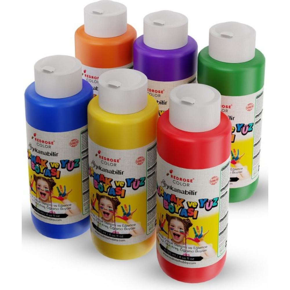 Red Rose Color Ara Renkler Parmak Boyası 6'lı Set 6 x 120 ml Yüz & Parmak Boyası Fiyatı