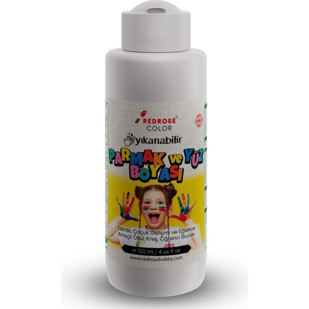 Red Rose Color Beyaz Parmak Boyası 120 ml Yıkanabilir En 71 - Parmak Boya Yüz & Parmak Boyası Fiyatı