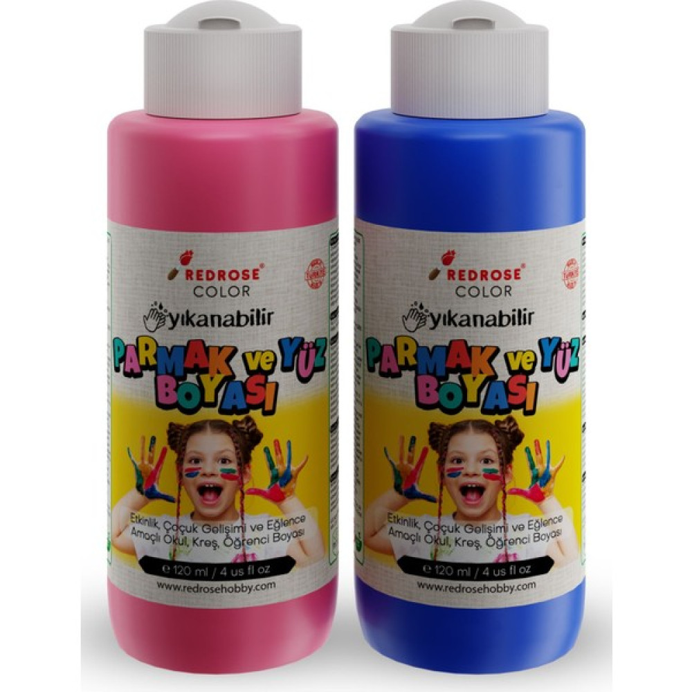 Red Rose Color Pembe Mavi Parmak Boyası 2'li Set 2 x 120 ml Yüz & Parmak Boyası Fiyatı