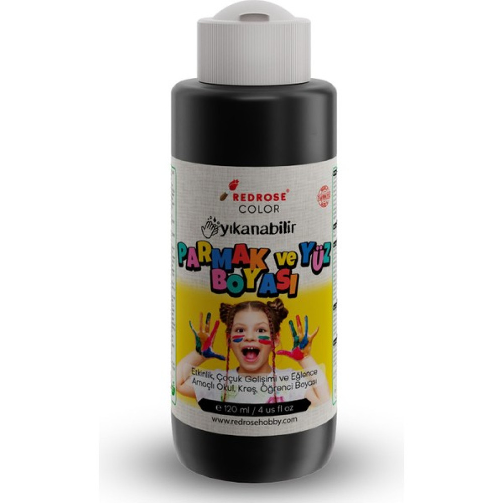 Red Rose Color Siyah Parmak Boyası 120 ml Yıkanabilir En 71 - Parmak Boya Yüz & Parmak Boyası Fiyatı