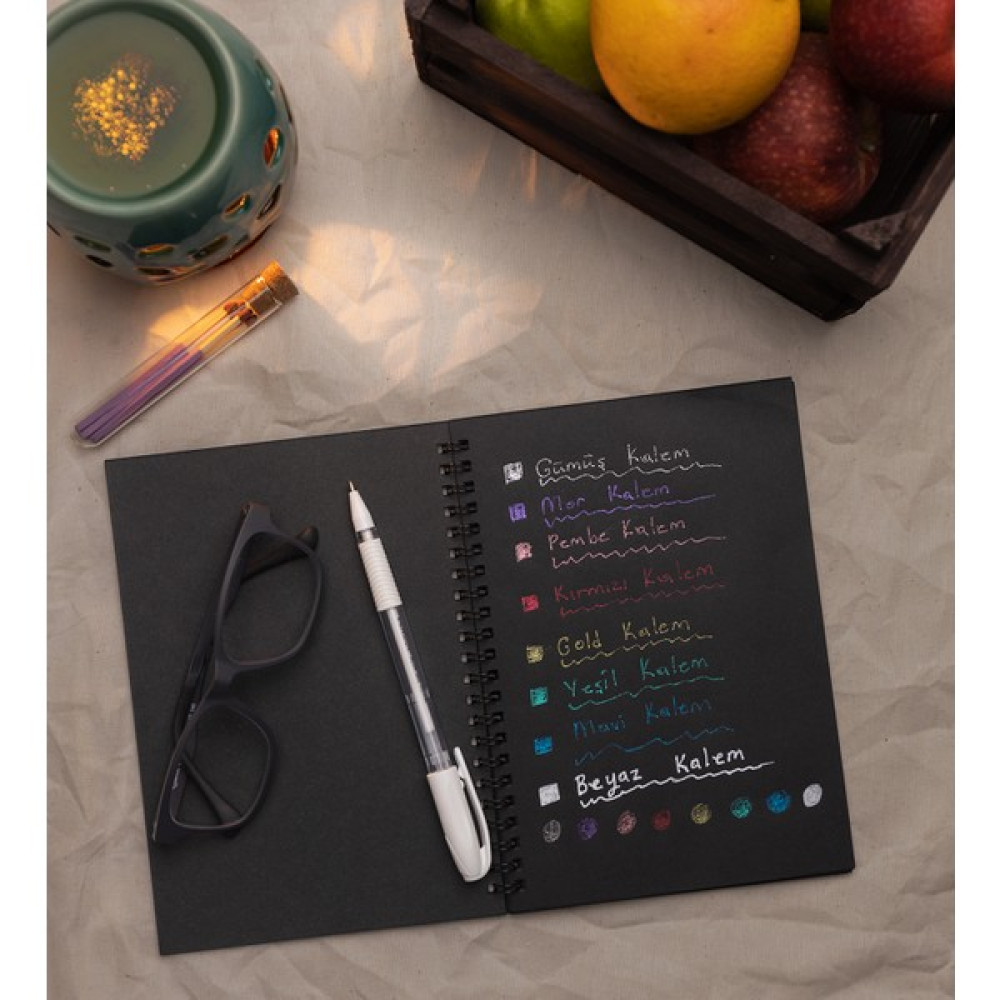 Red Whiter Spiralli Siyah Yapraklı Defter 14X20 40 Yaprak 80 Sayfa Beyaz Jel Kalem - Beyaz - Siyah - 1 Adet Not Defteri & Bloknot Fiyatı
