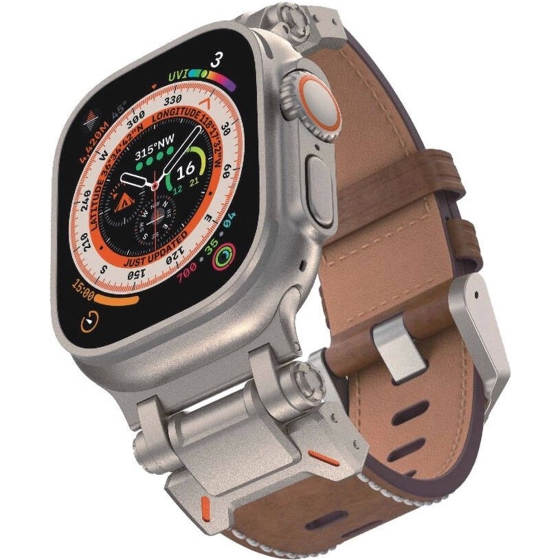 RedClick Apple Watch Ultra Ultra 2 44MM 45MM 49MM Redclick KRD-114 Metal Başlıklı Silikon Kordon - Açık Kahverengi Akıllı Saat Aksesuarı Fiyatı