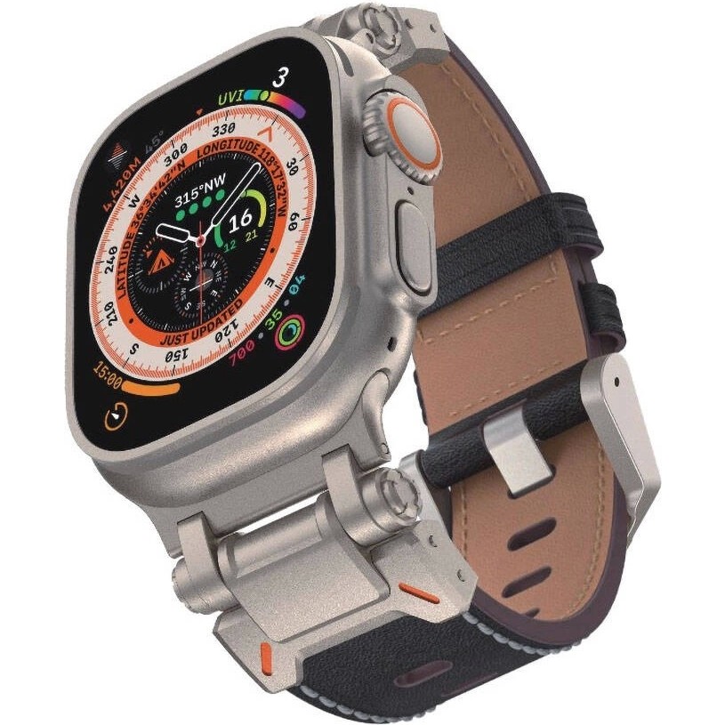 RedClick Apple Watch Ultra Ultra 2 44MM 45MM 49MM Redclick KRD-114 Metal Başlıklı Silikon Kordon - Siyah - Siyah Akıllı Saat Aksesuarı Fiyatı