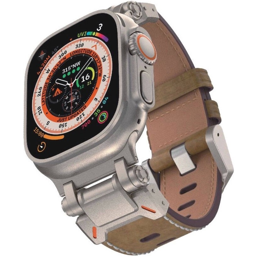RedClick Apple Watch Ultra Ultra 2 44MM 45MM 49MM Redclick KRD-114 Metal Başlıklı Silikon Kordon - Taba - Gold Akıllı Saat Aksesuarı Fiyatı
