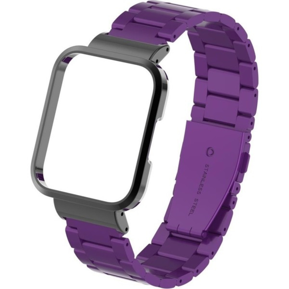 RedClick Xiaomi Mi Watch 2 Lite Baklalı Metal Kordon & Kasa Korumalı Paslanmaz Çelik Band - Mor Giyilebilir Teknoloji Aksesuarları Fiyatı