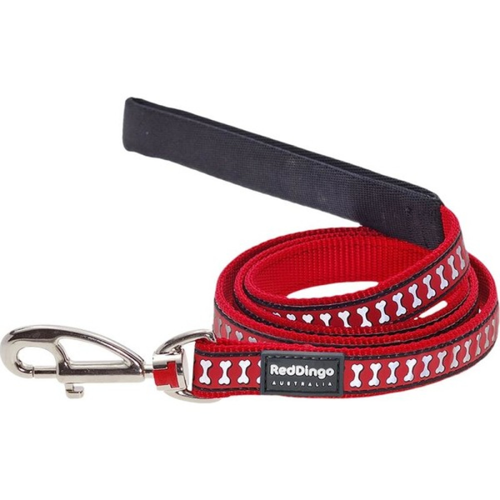 Reddingo Fosforlu Kemik Desenli Kırmızı Uzatma Köpek Tasması 25 mm - 120 cm Evcil Hayvan Ürünleri Fiyatı