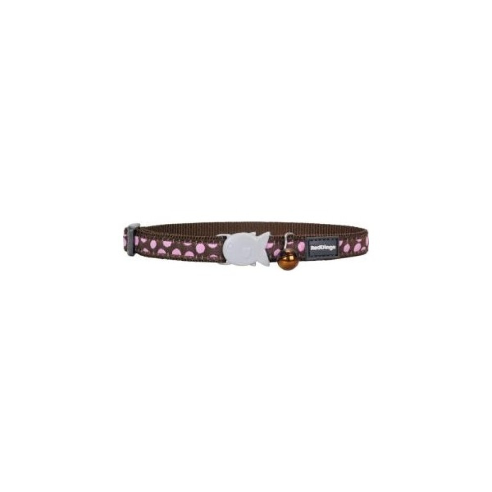 Reddingo Kahverengi Üzerine Pembe Benekli Kedi Boyun Tasması 12MM / 20-32 cm - Renkli - Standart Evcil Hayvan Ürünleri Fiyatı