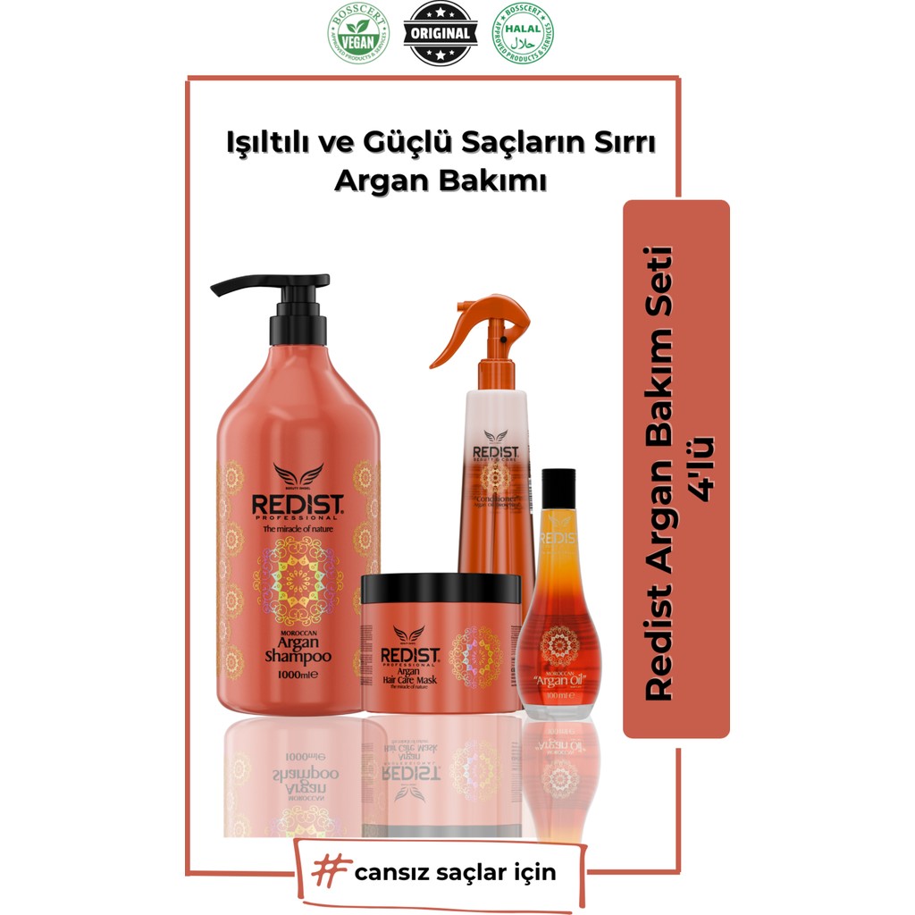 Redist Argan Şampuan 500ML & Saç Bakım Argan Maskesi 500ML & Saç Kremi & Saç Parfümü Saç Bakım Maskeleri & Serumlar & Spreyler Fiyatı
