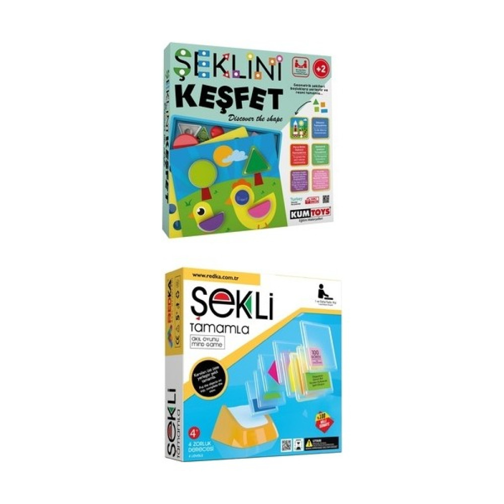 Redka Şeklini Keşfet + Şekli Tamamla Oyunu 2li Set - Renkli Eğitici Oyuncak Fiyatı