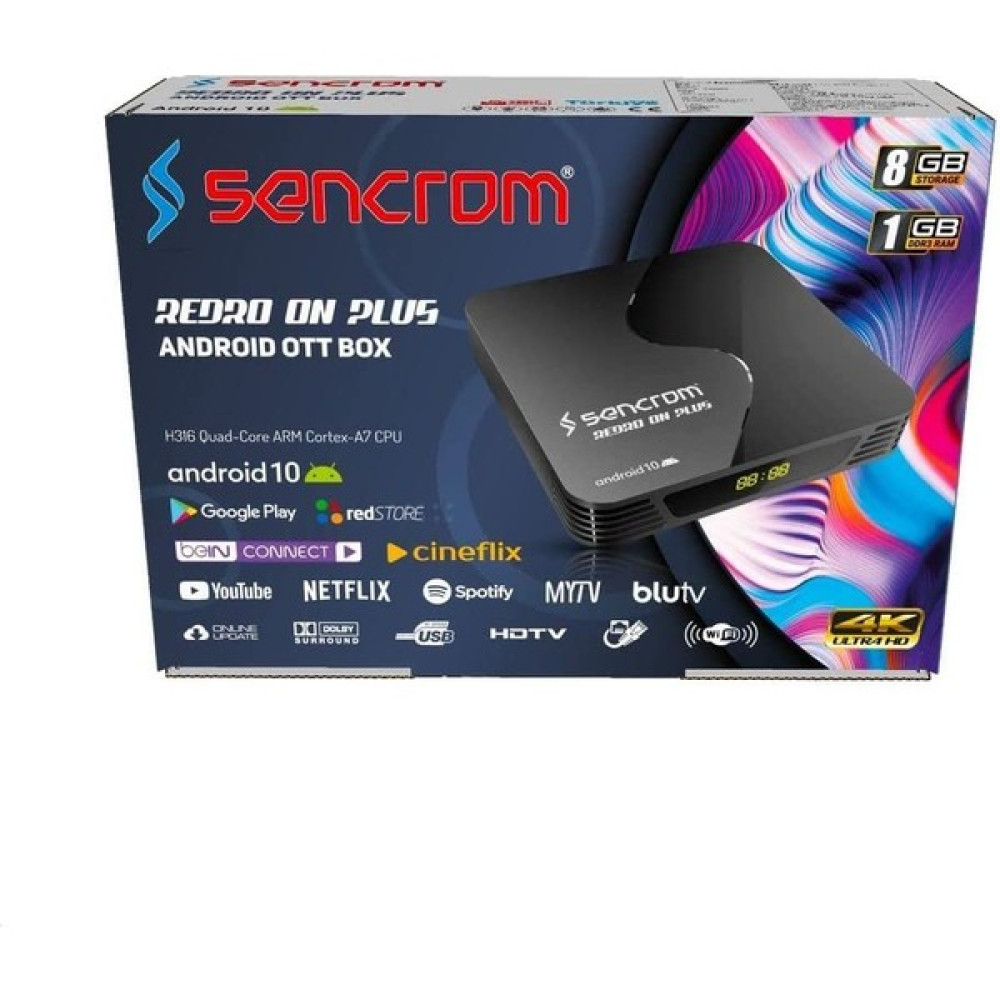 Redline Sencrom Redro On Plus 4K Android 10 1gb 8gb Tv Box Uydu Alıcıları Fiyatı