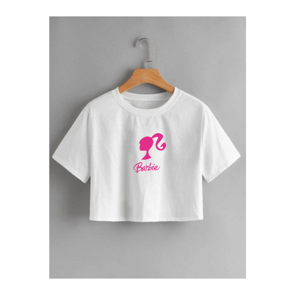 Redo Kadın Beyaz Barbie Baskılı Crop Tshirt XL Beden Bayan T-shirt Fiyatı