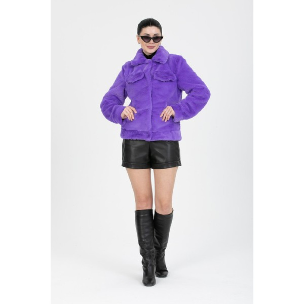 Redpoint Jackets Suni Kürk Yumuşak Peluş Mor Ceket Bayan Ceket Fiyatı
