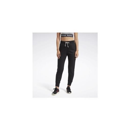 Reebok Fu2232 Textured Logo Kadın Siyah Eşofman Altı