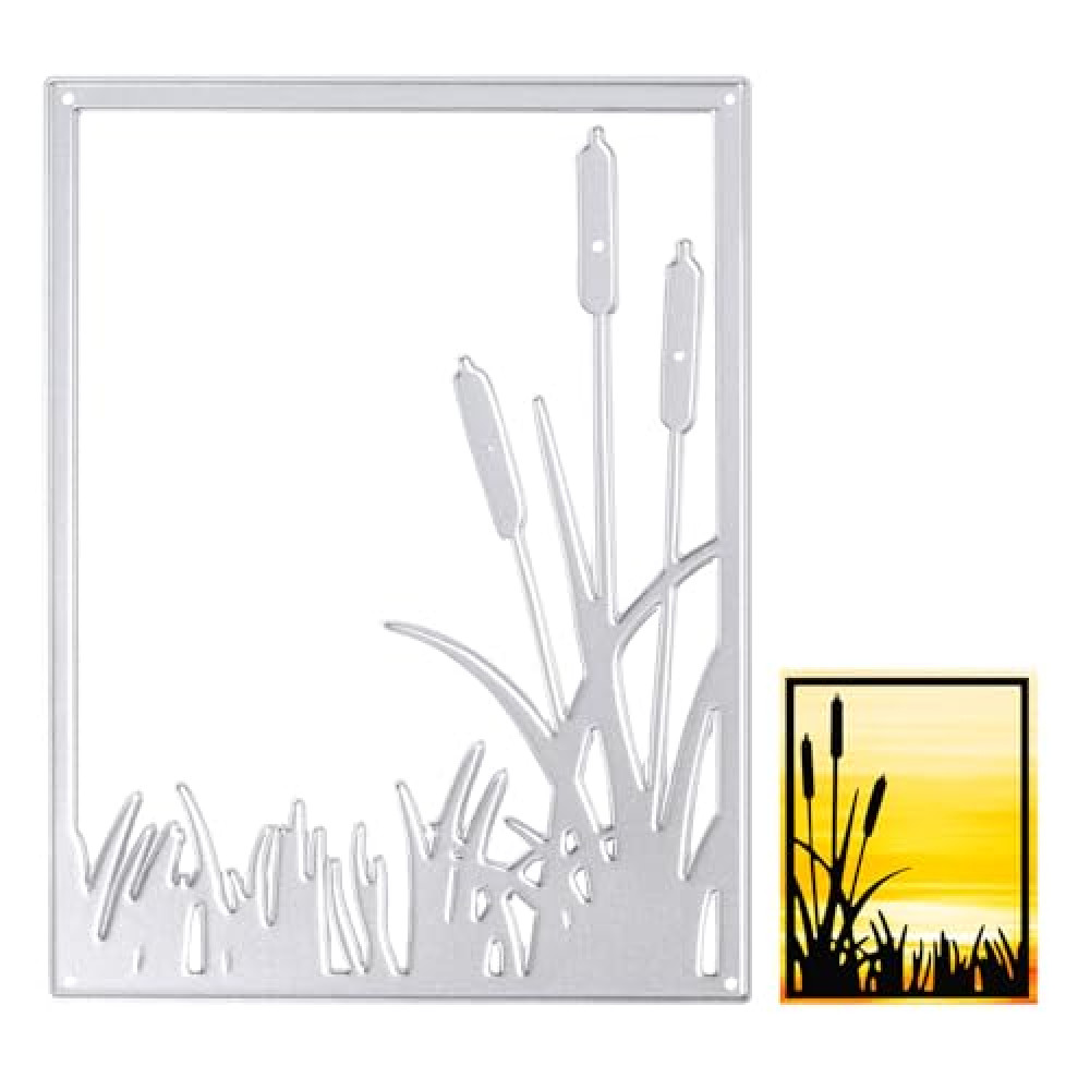 Reed Grass Frame Cutting Dies, Die Cuts for Card Making Embossing Metal Dies Paper Cards Cutting Dies Square Tussock Die Cut Stencils for Album Scrapbooking Art Card Making
