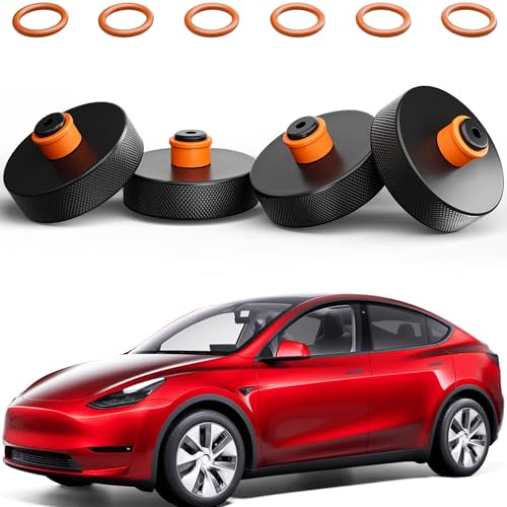 REEVAA Lifting Jack Pad for Tesla Model Y (New Y Juniper)/3/S/X 2013-2025, Protect Battery and Chassis, 4 Pucks with TPU Material [Extremely Durable and Odorless], Must-Have Tesla Accessories