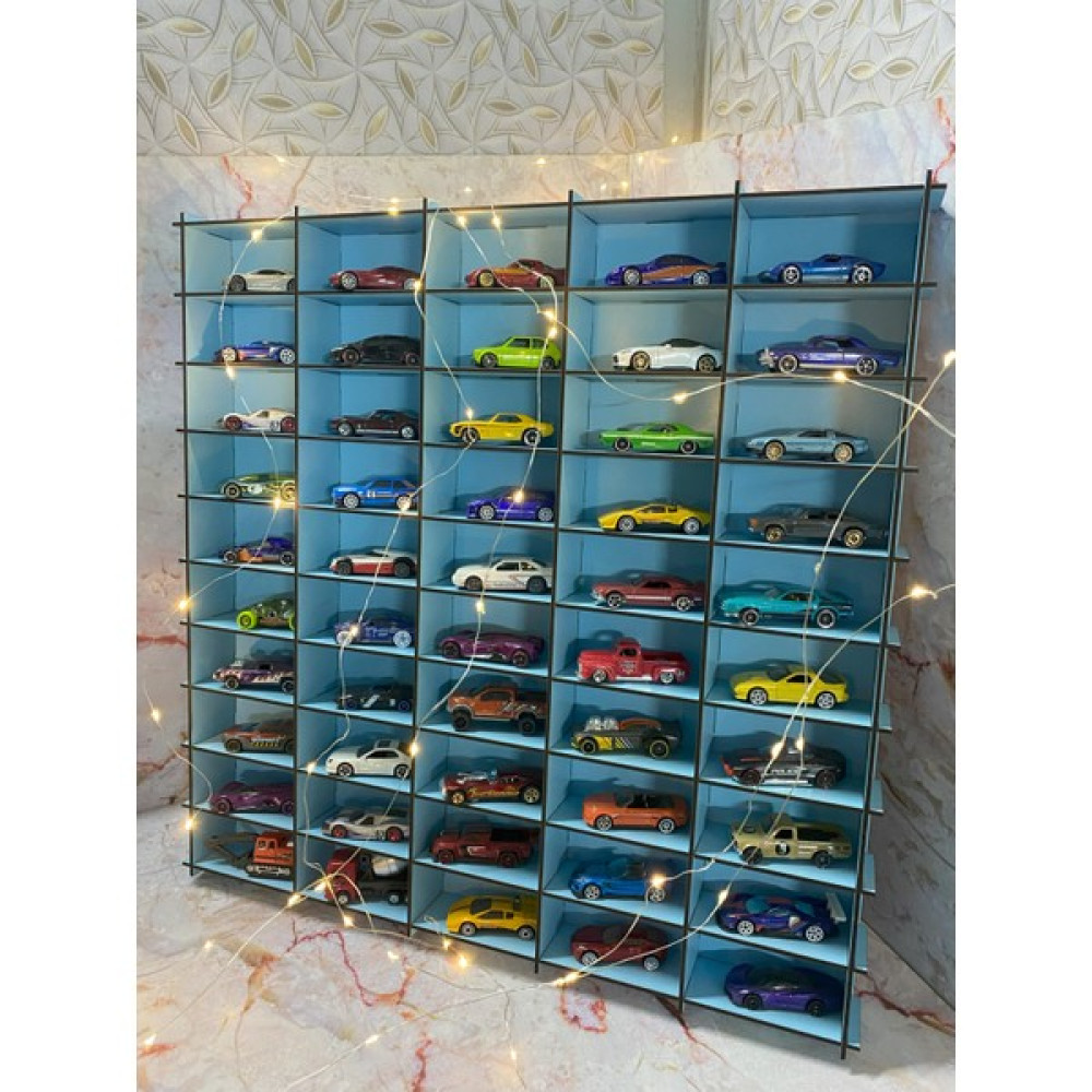 ReFason Design Refason Desing Ahşap Araba Rafı 50'li Mavi Renk (Hotwheels ve Matcbox Arabaları Için Uygundur) Duvar Rafı Fiyatı