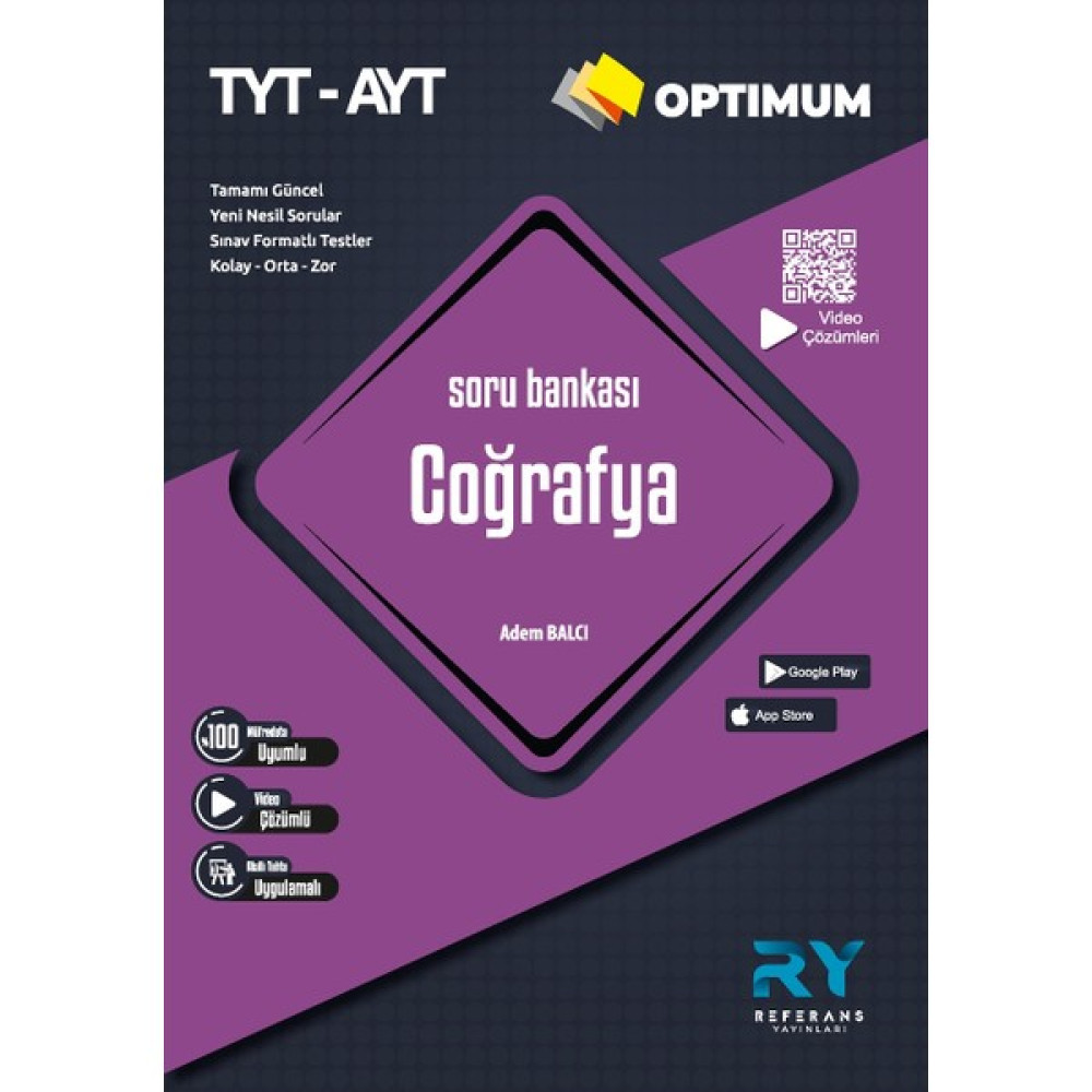 Referans Yayınları Optimum TYT AYT Coğrafya Tamamı Video Çözümlü Soru Bankası (Kolay-Orta-Zor) Temel Yeterlilik Testi (TYT) Fiyatı
