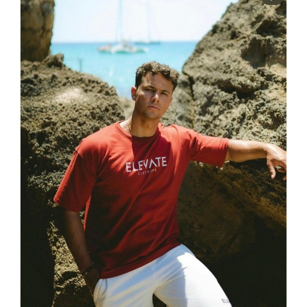 Refined Elevate Oversize Bordo Renk T-Shirt Erkek T-shirt Fiyatı