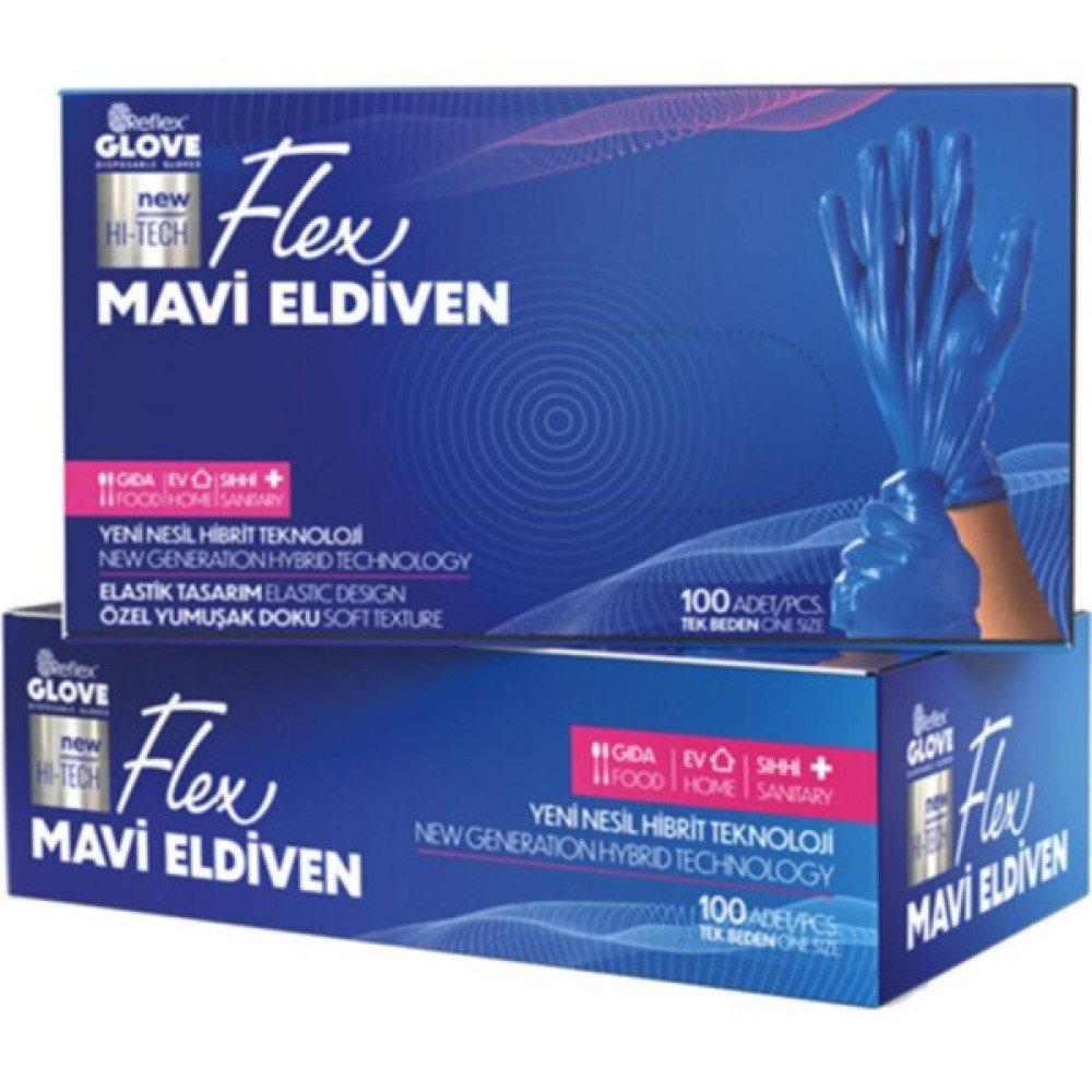 Reflex Glove Mavi Pudrasız Tpe Eldiven (S) 100'lü x 20 Kutu - 1 Koli Oto Boyaları Fiyatı