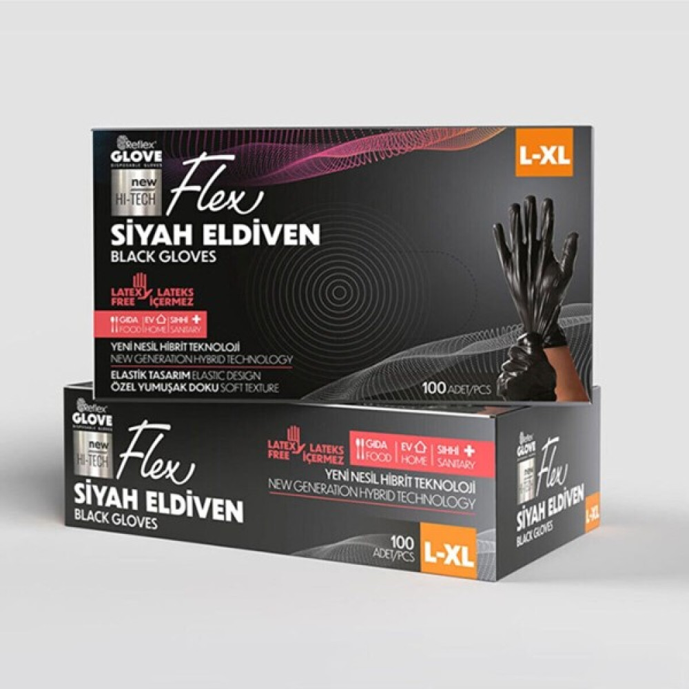 Reflex Hız Danışmanlık Reflex Flex Glove Pudrasız 100'LÜ Siyah / L-xl - XL Temizlik Malzemeleri Fiyatı