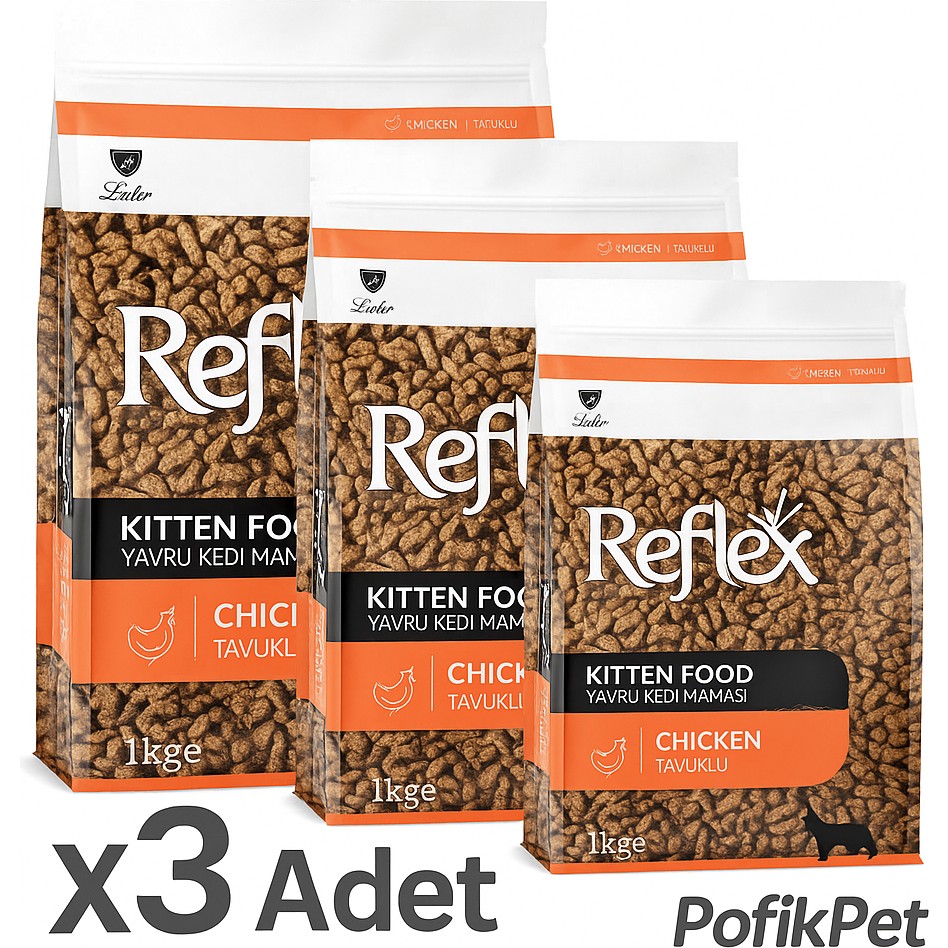 Reflex Kitten Tavuklu Yavru Kedi Maması 1 kg x 3 Adet (Toplam 3 Kg) 3 Lü Fırsat Paketi Evcil Hayvan Ürünleri Fiyatı