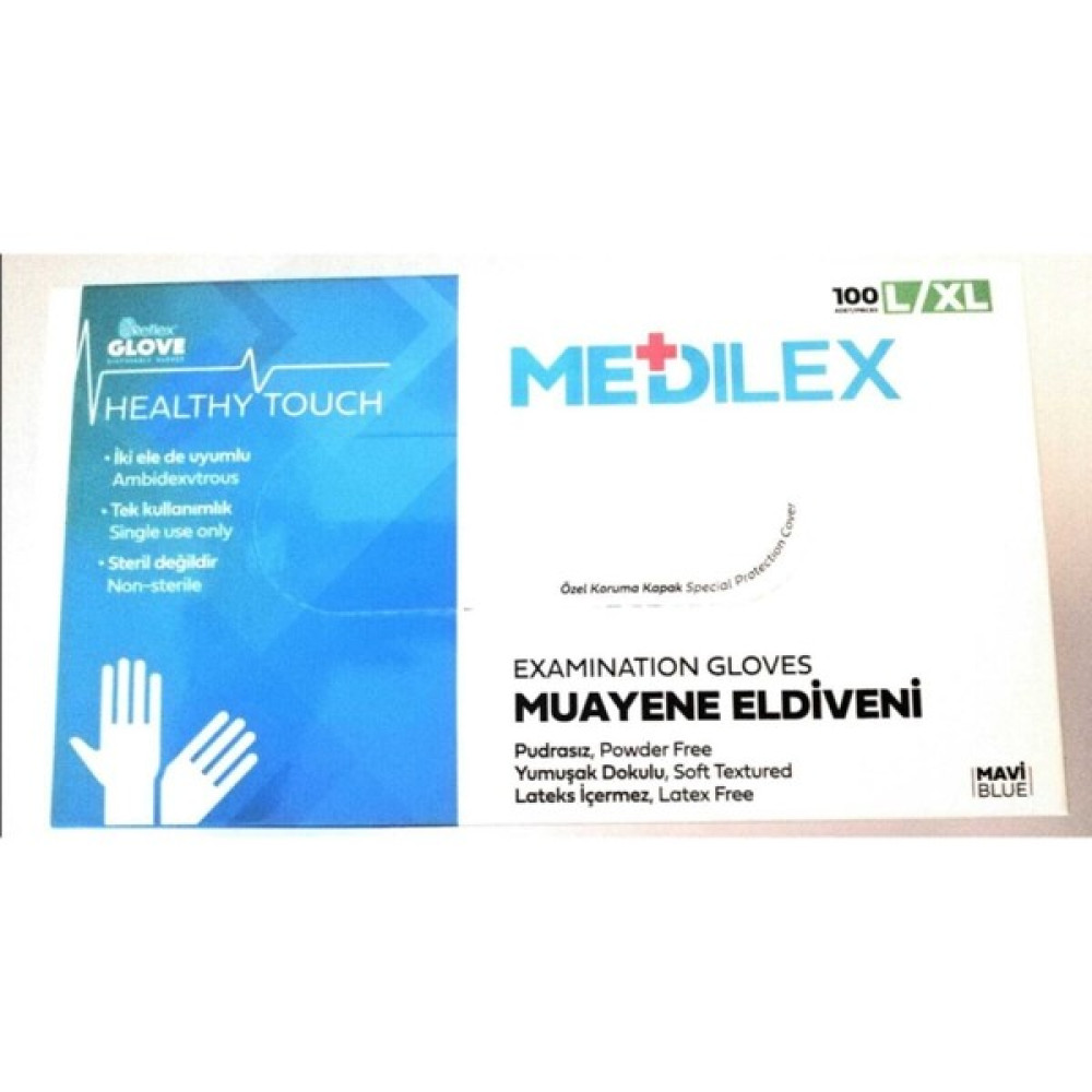 Reflex Medilex Pudrasız Mavi Muayene Eldiven 100'LÜ Large Temizlik Malzemeleri Fiyatı