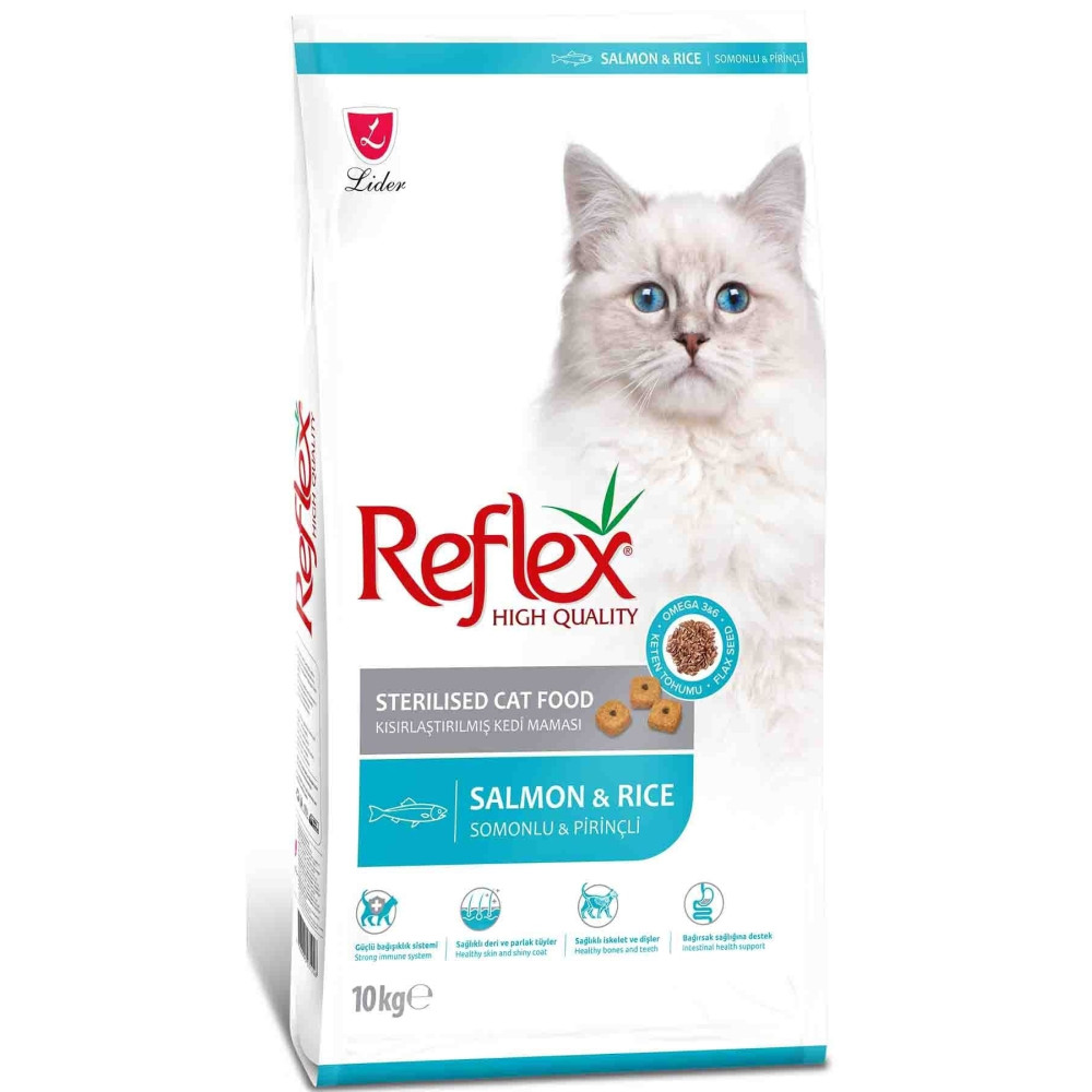 Reflex Sterilsed Somonlu Kısırlaştırılmış Yetişkin Kedi Maması 10 Kg Salmon Rice Cat Food Evcil Hayvan Ürünleri Fiyatı