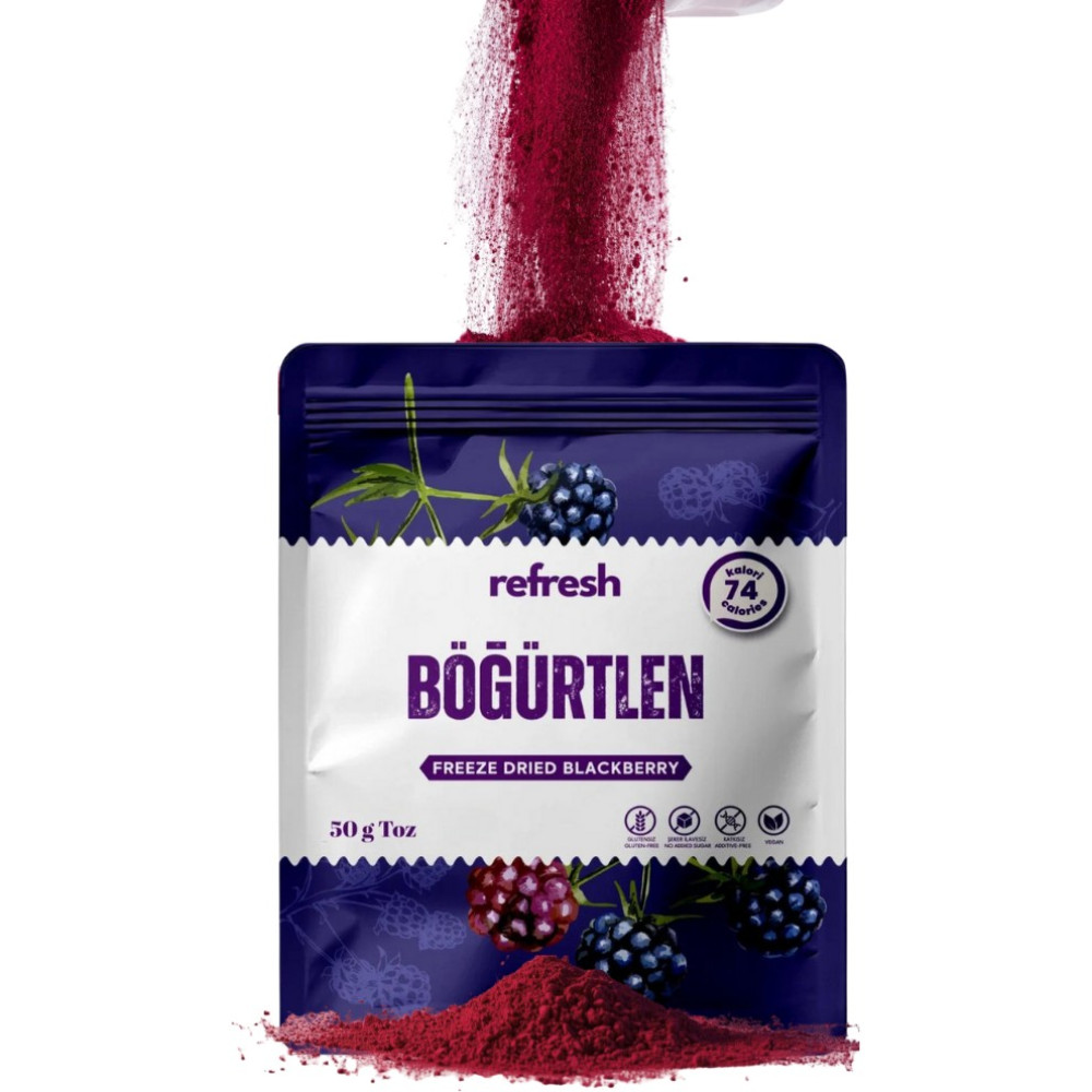 Refresh Chips Freeze Böğürtlen Tozu 50G - Dondurularak Kurutulmuş Meyve Tozu - 50 gr Kuru Meyve Fiyatı