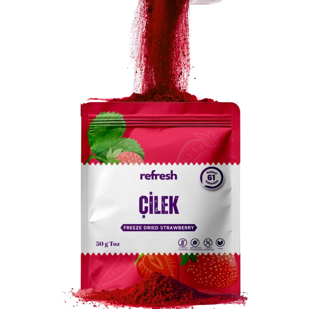 Refresh Chips Freeze Çilek Tozu 50G - Dondurularak Kurutulmuş Meyve Tozu - 50 gr Kuru Meyve Fiyatı