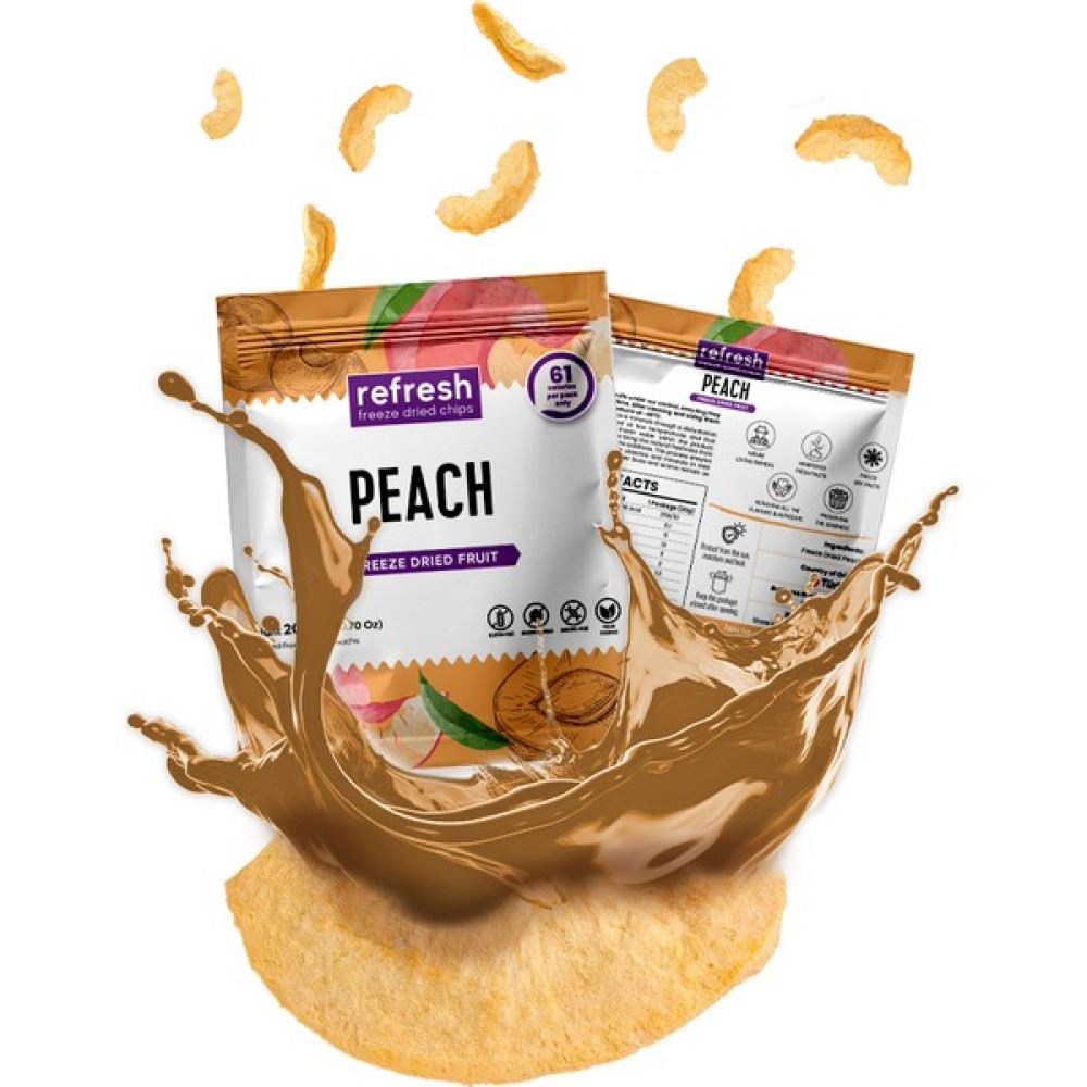 Refresh Chips Freeze Dried Şeftali - Dondurularak Kurutulmuş Meyve - Freeze Dry Meyve Kurusu 20gr - 1 Adet Diğer Fiyatı