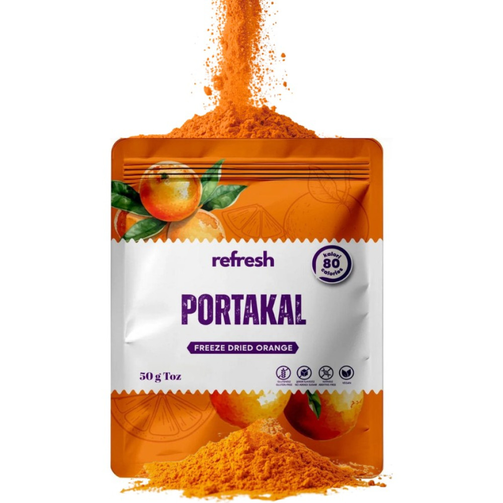 Refresh Chips Freeze Portakal Tozu 50G - Dondurularak Kurutulmuş Meyve Tozu - 50 gr Kuru Meyve Fiyatı