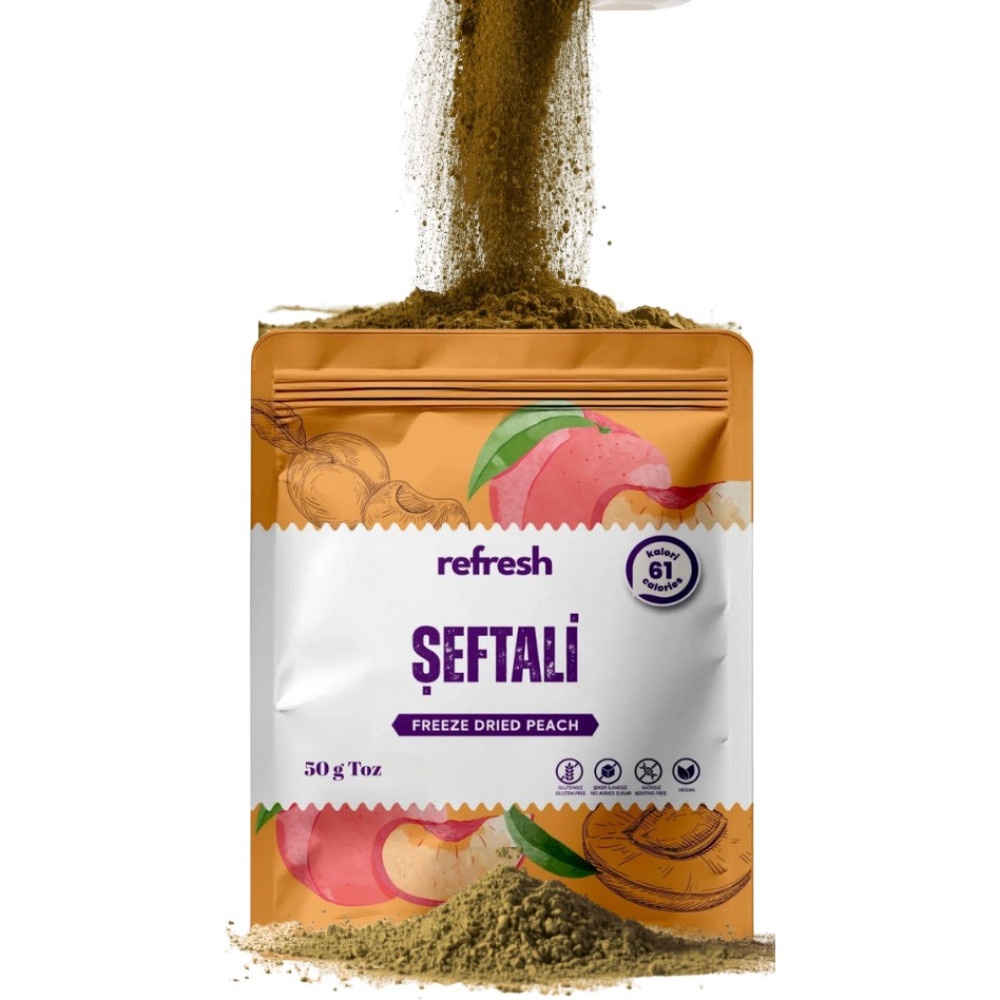 Refresh Chips Refresh Dry Freeze Şeftali Tozu 50G - Dondurularak Kurutulmuş Meyve Tozu - 50 gr Kuru Meyve Fiyatı