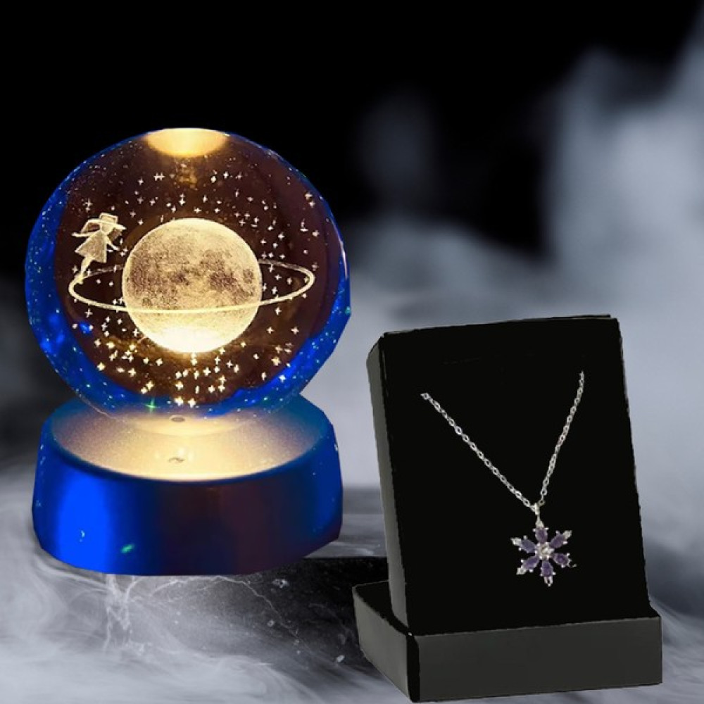 Regalo Dolunay Işıklı Küre, Lotus Çiçeği Kolye Hediye Seti Hediyelik Eşya Fiyatı