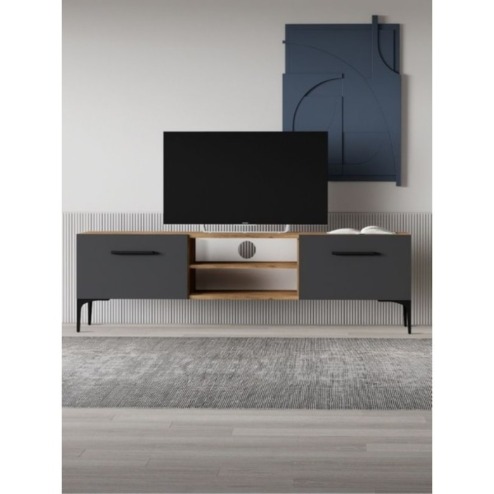Regisan Tv Ünitesi Tv Sehpası Televizyon Sehpası Masası 140X30 cm Atlantik Çam Antrasit - Atlantik Çam - Antrasit Tv Ünitesi / Sehpası Fiyatı
