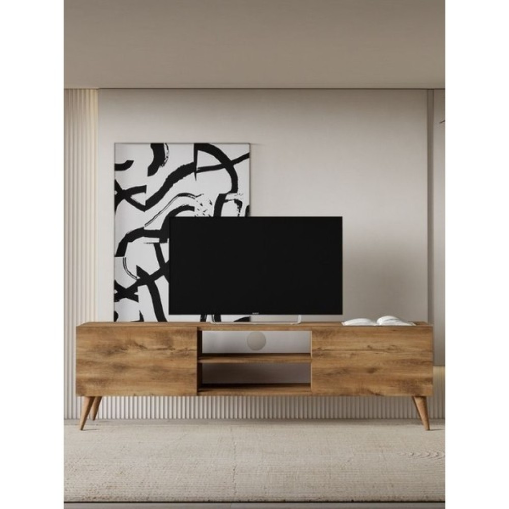 Regisan Tv Ünitesi Tv Sehpası Televizyon Sehpası Masası 140X30 cm Atlantik Çam (Venezia Konik Ayak) Tv Ünitesi / Sehpası Fiyatı