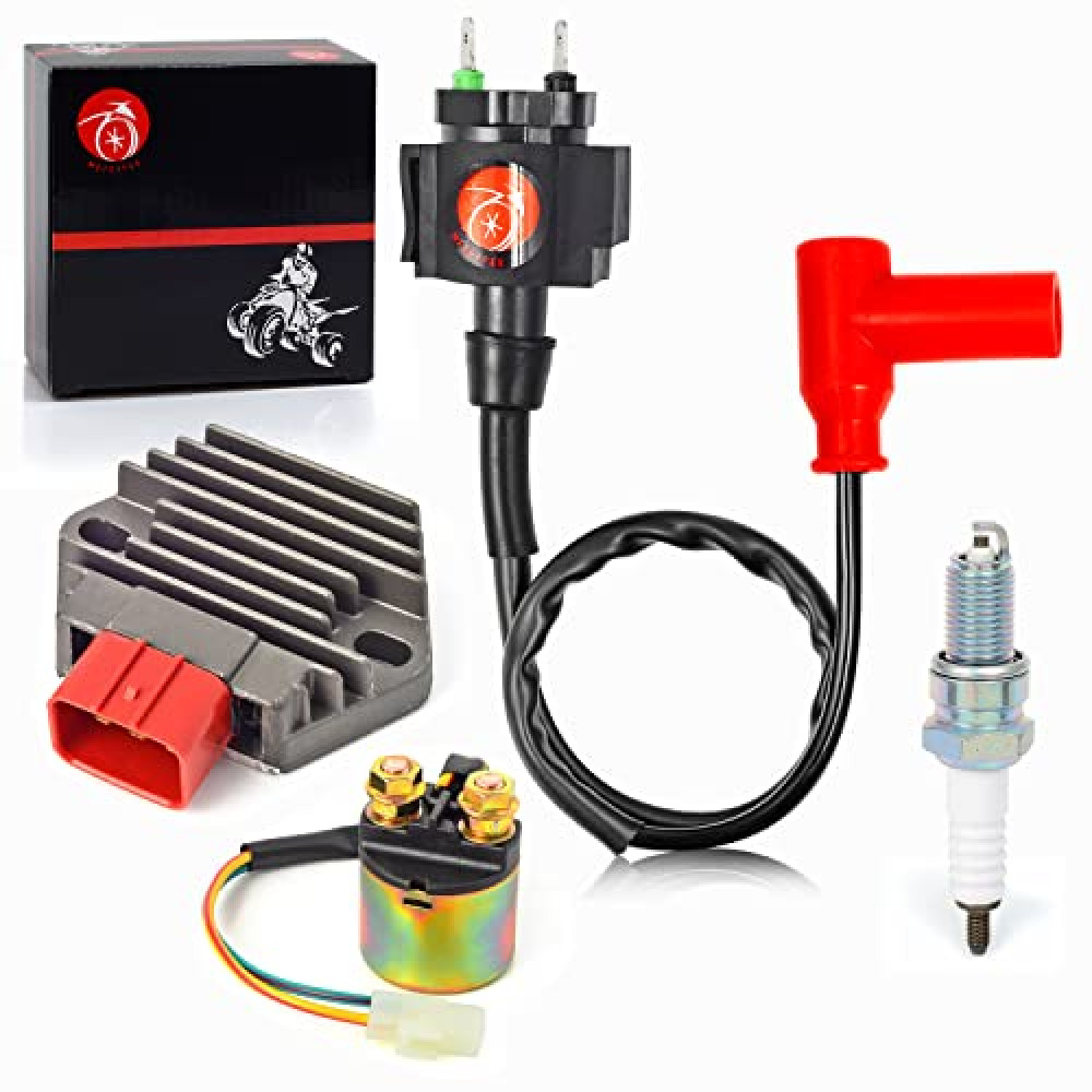 Regulator Rectifier & Relay Ignition Coil Spark Plug Kit For Honda 2000-2006 Rancher 350 350ES 350S 1998-2001 Foreman 450 TRX450S TRX450ES 1997-2003 Foreman 400 TRX400FW 31600-HM7-003
