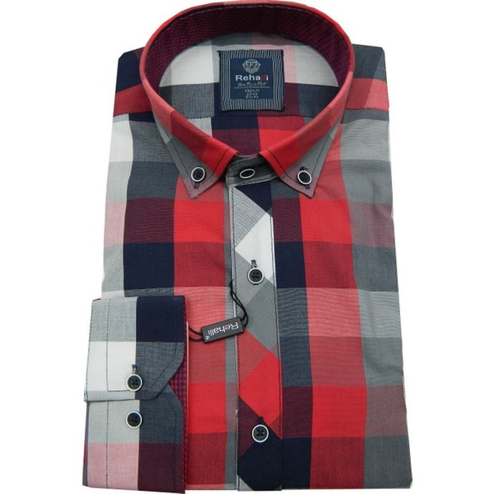 Rehalli Erkek Slim Fit Ekose Gömlek BGL-ST00878 Erkek Gömlek Fiyatı