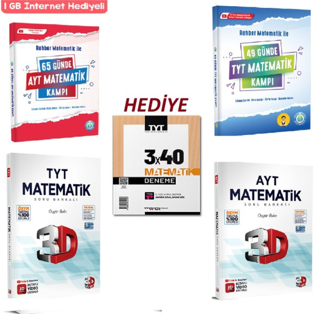Rehber Matematik 49 Günde Tyt-65 Günde Ayt Mat Kamp-Tyt 3D Mat Sb-Ayt 3D Matematik Sb-*hediye* Tyt Mat Dnm Temel Yeterlilik Testi (TYT) Fiyatı